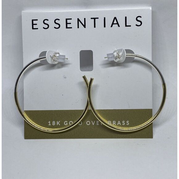 Essentials Two-Tone Medium Hoop Earrings in Silver- & Gold-Plate MSRP $50 CP321 - Picture 1 of 3